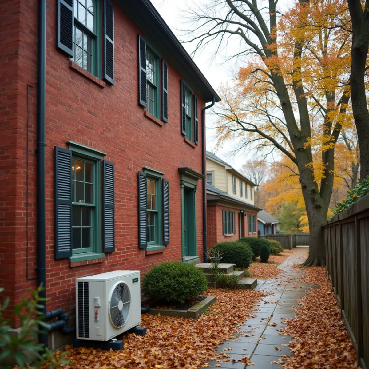 Historic 1800s brick home with discreet ductless mini-split line set in Germantown, OH