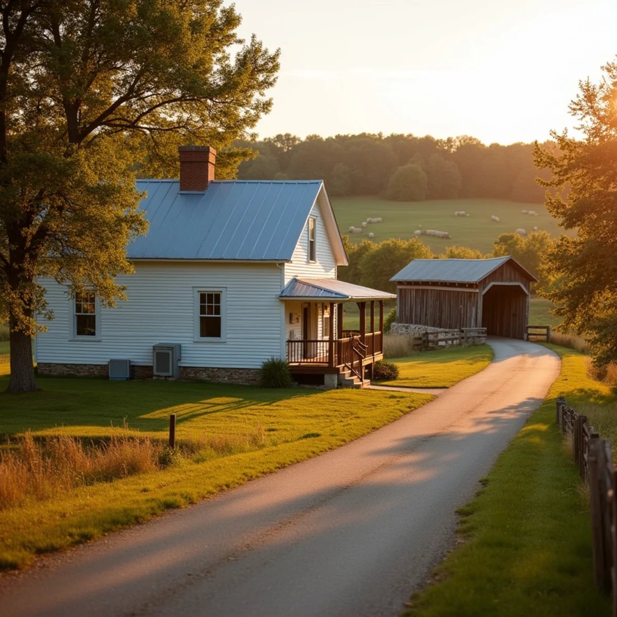 Preble County, OH farmhouse with propane tank and heat pump near a country road
