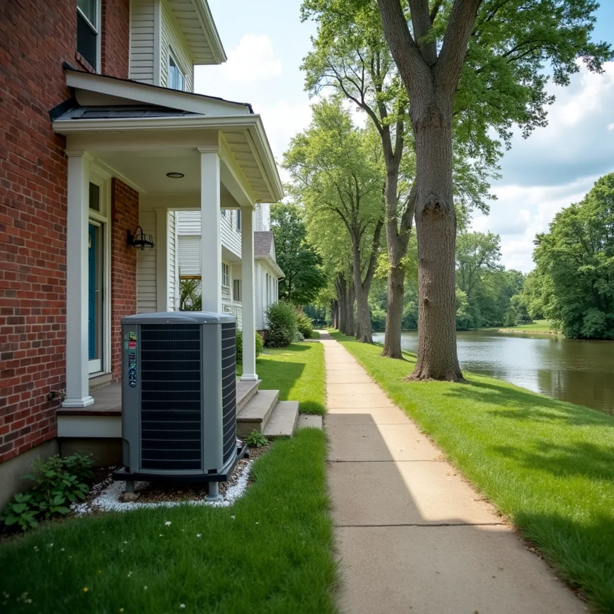 Late-1800s brick and frame homes near the Great Miami River in Troy, OH